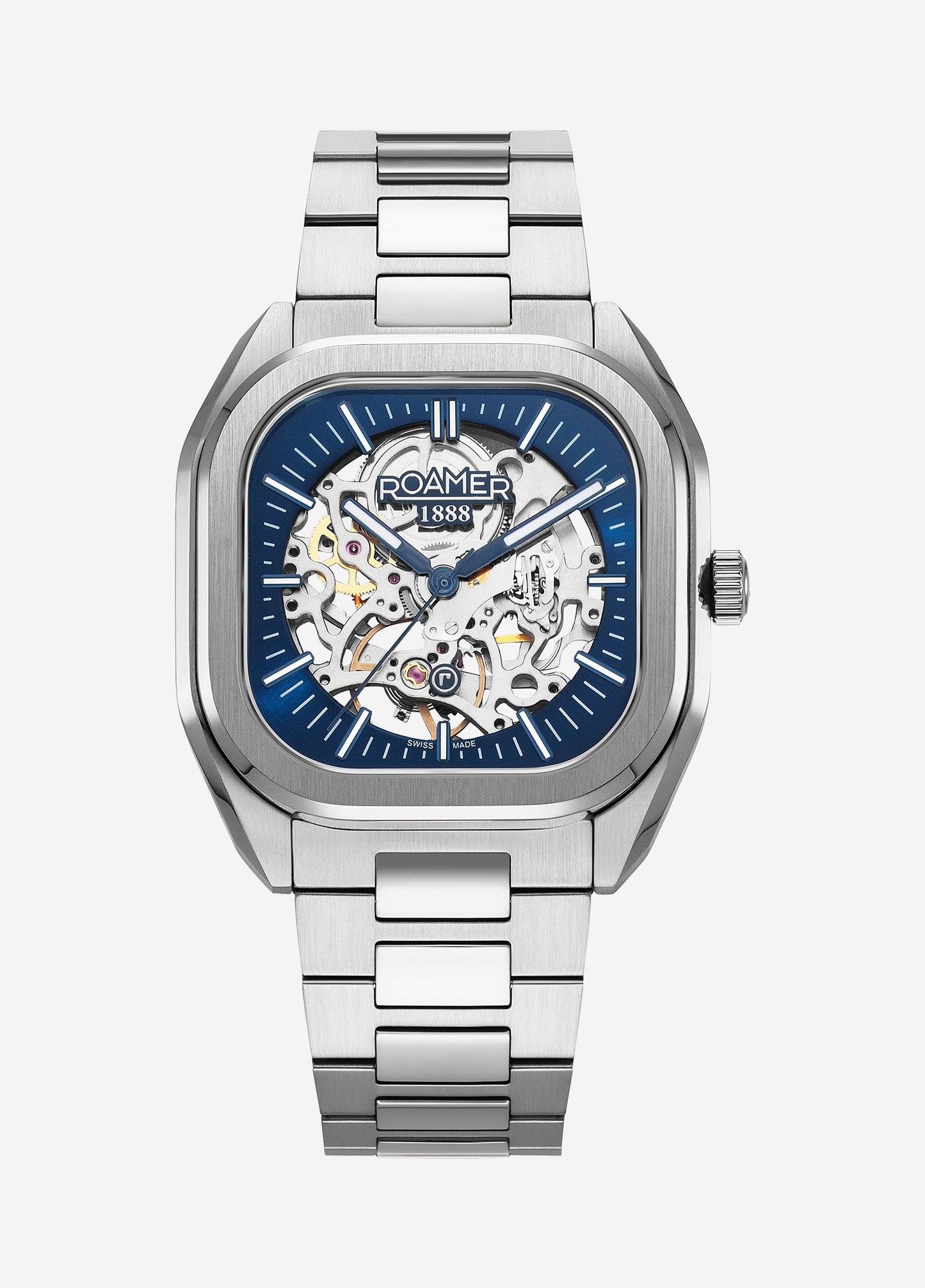 Roamer Mechano Swiss Made Skeleton Watch - Blue Dial - Bracelet - 985986 41 45 20