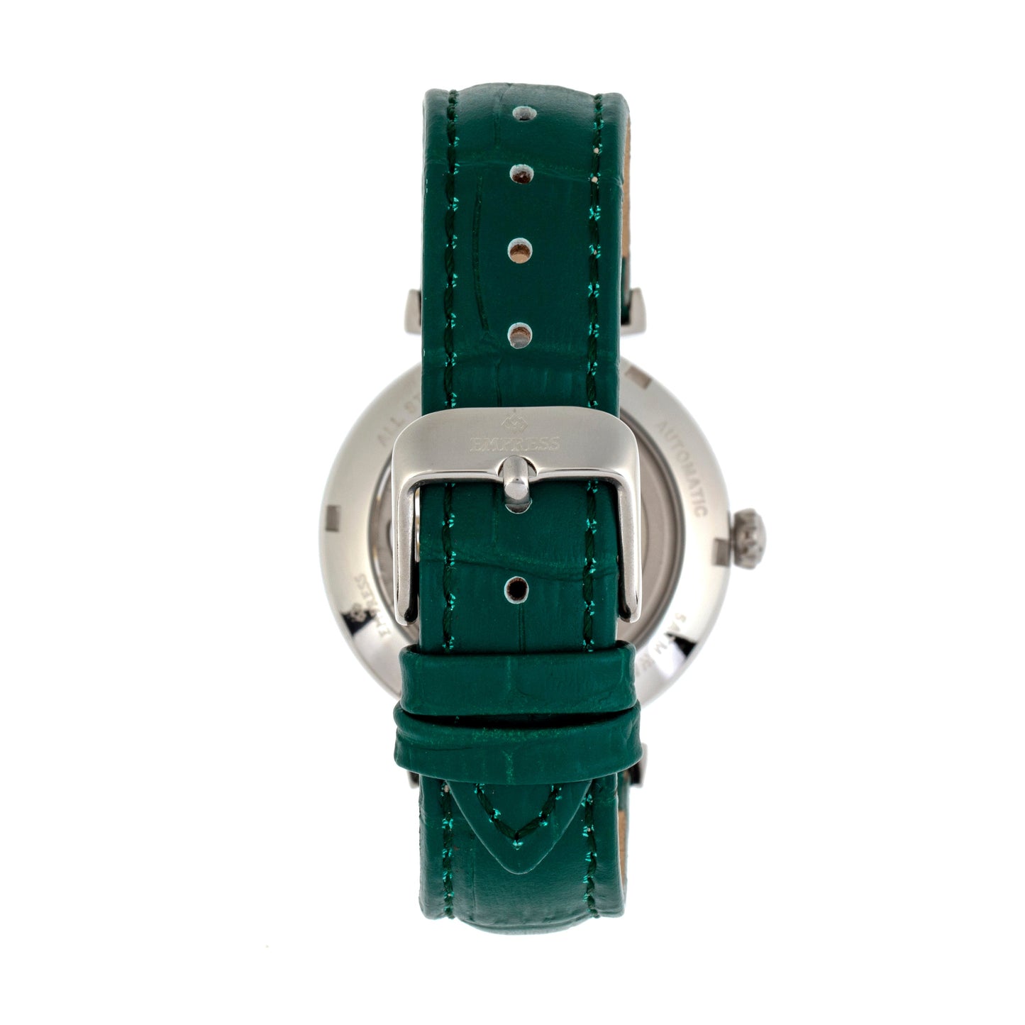 Empress Edith Semi-Skeleton Leather-Band Watch - Green - EMPEM3302