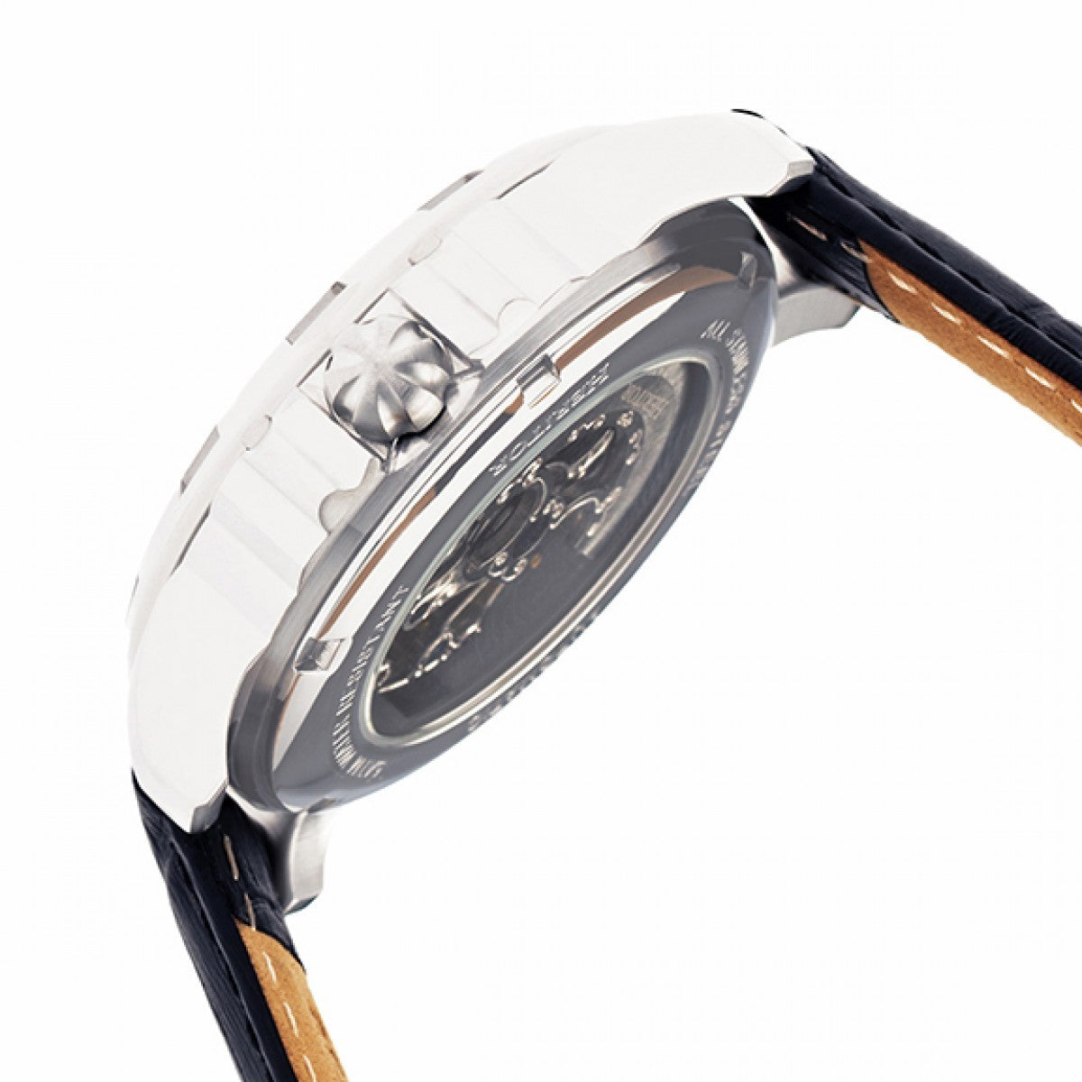 Heritor Automatic Bonavento Semi-Skeleton Leather-Band Watch - Silver/Black - HERHR5602