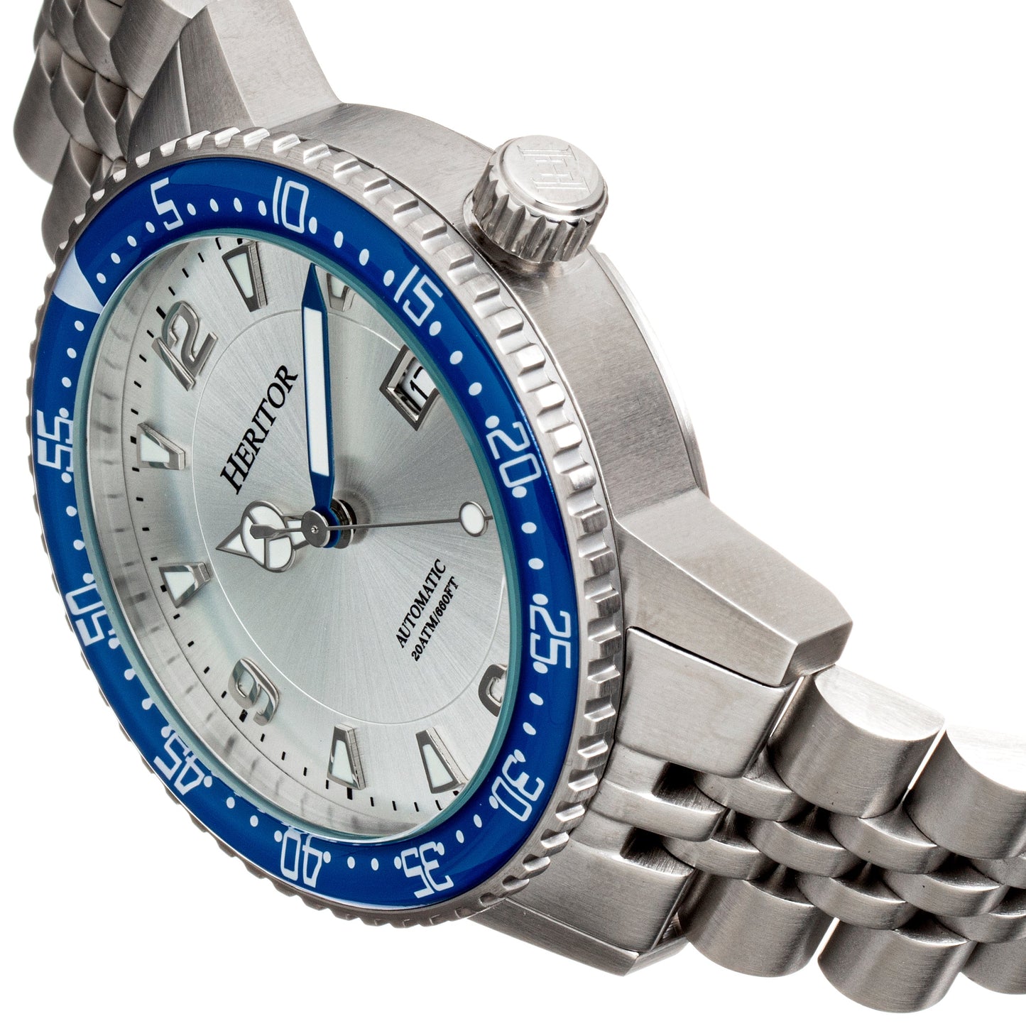 Heritor Automatic Dominic Bracelet Watch w/Date - Blue/Silver - HERHR9801