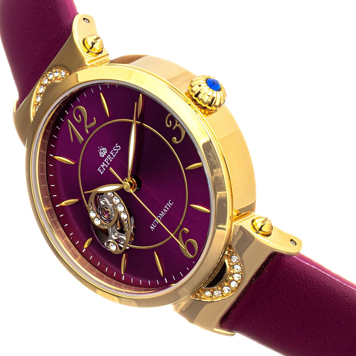 Empress Alouette Automatic Semi-Skeleton Leather-Band Watch - Fuschia - EMPEM3401