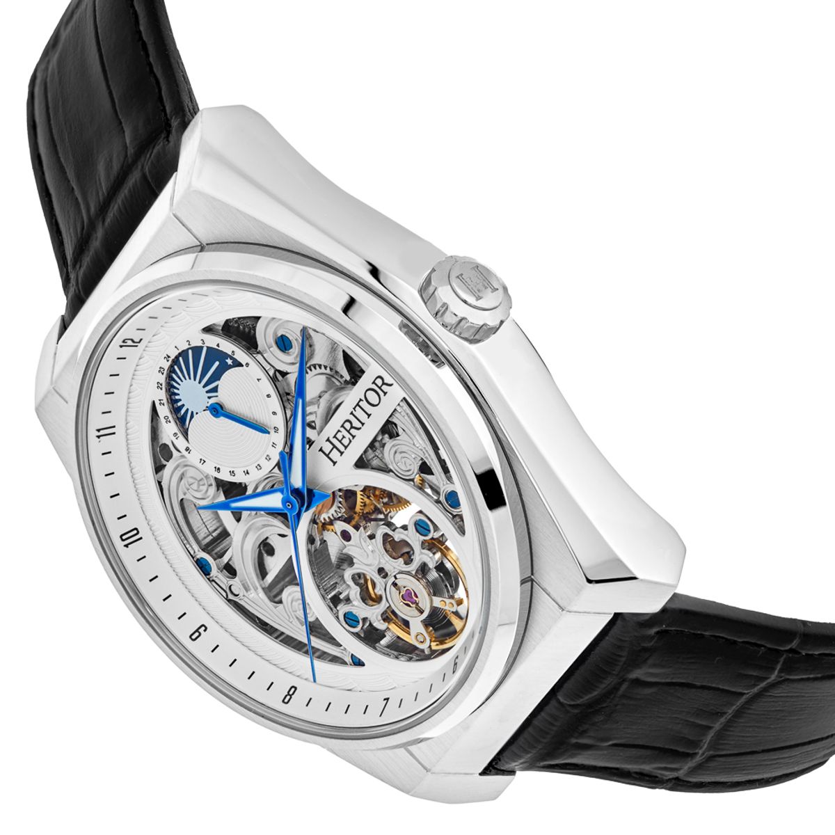 Heritor Automatic Daxton Skeleton Watch - Black/White - HERHS3001