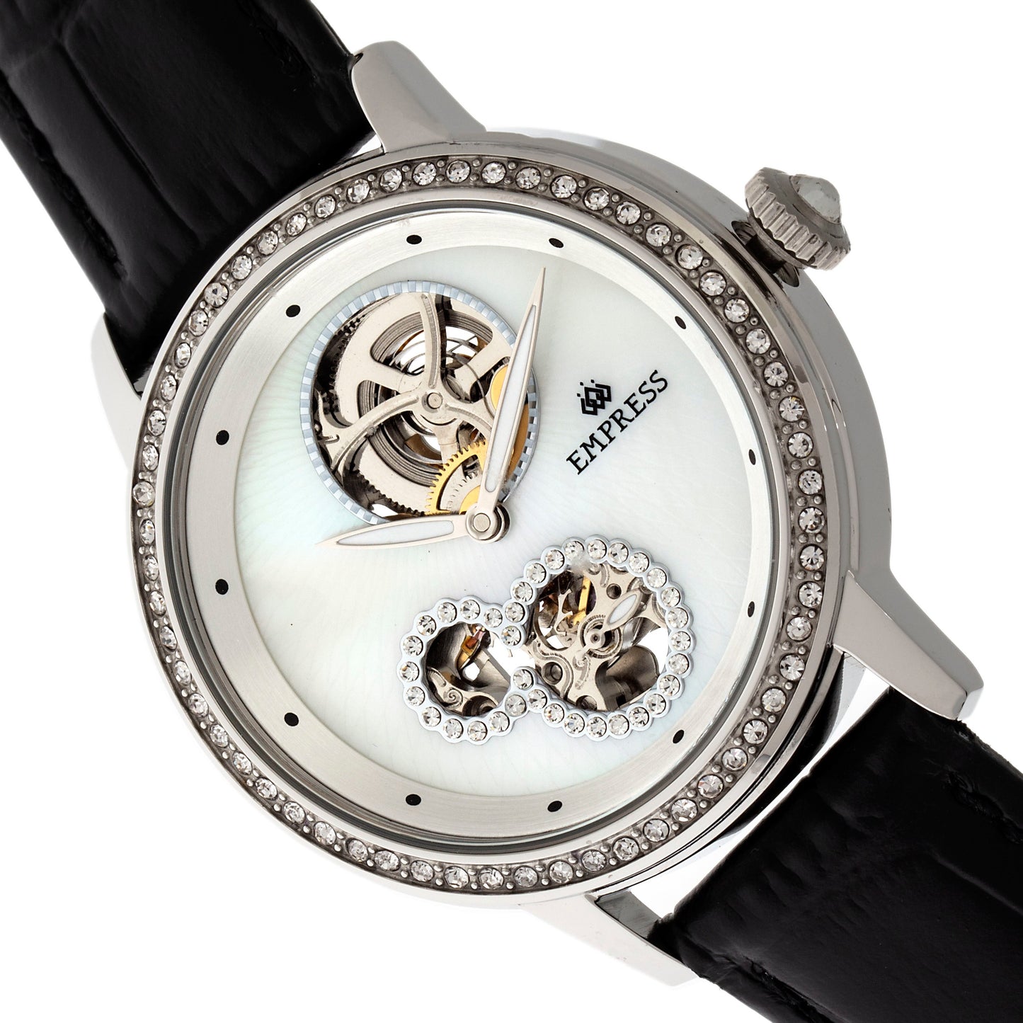 Empress Tatiana Automatic Semi-Skeleton Leather-Band Watch - Black - EMPEM2901