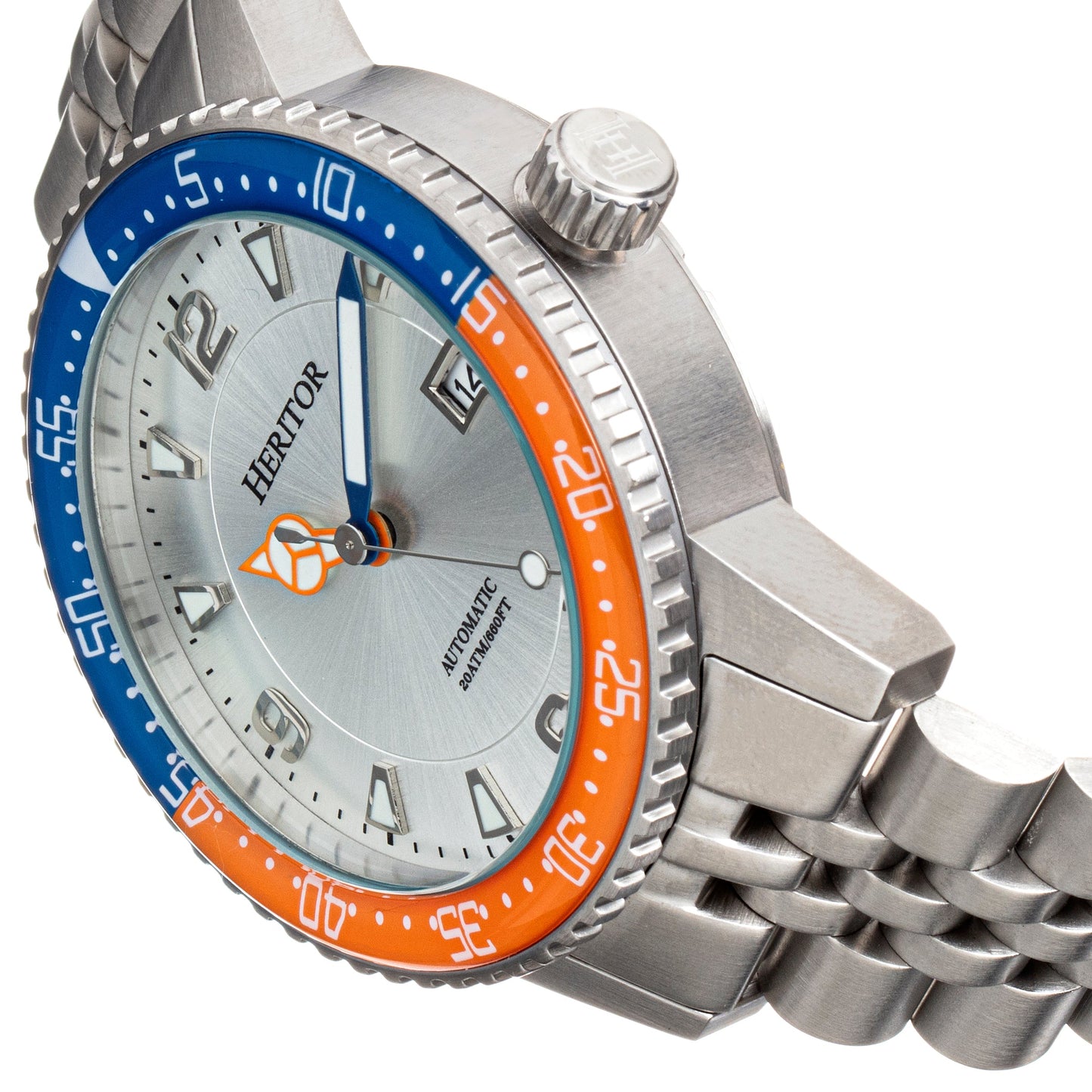 Heritor Automatic Dominic Bracelet Watch w/Date - Blue&Orange/Silver - HERHR9802