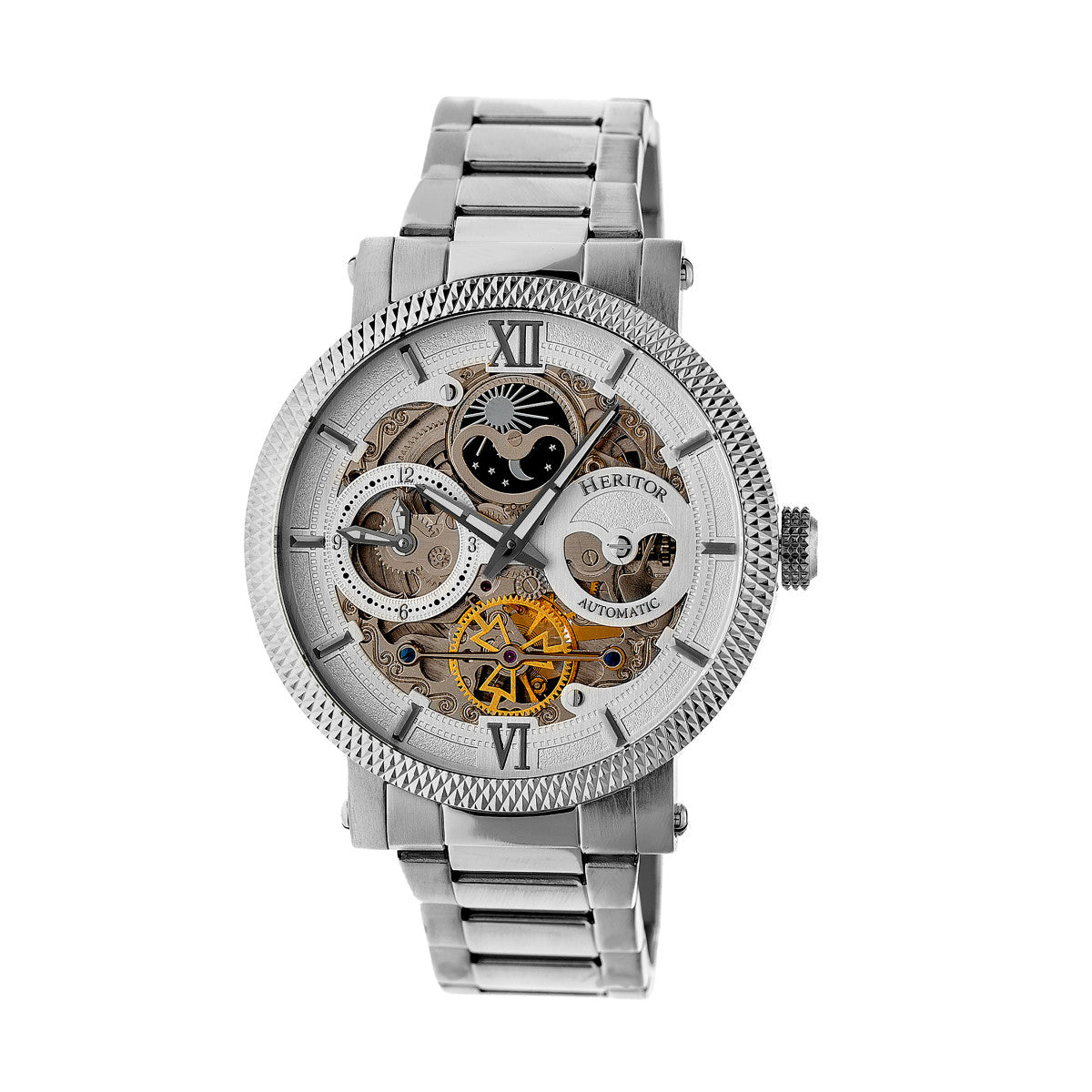 Heritor Automatic Aries Skeleton Dial Bracelet Watch - Silver/White - HERHR4401