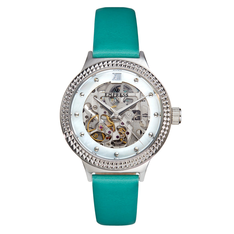 Empress Alice Automatic MOP Skeleton Dial Leather-Band Watch