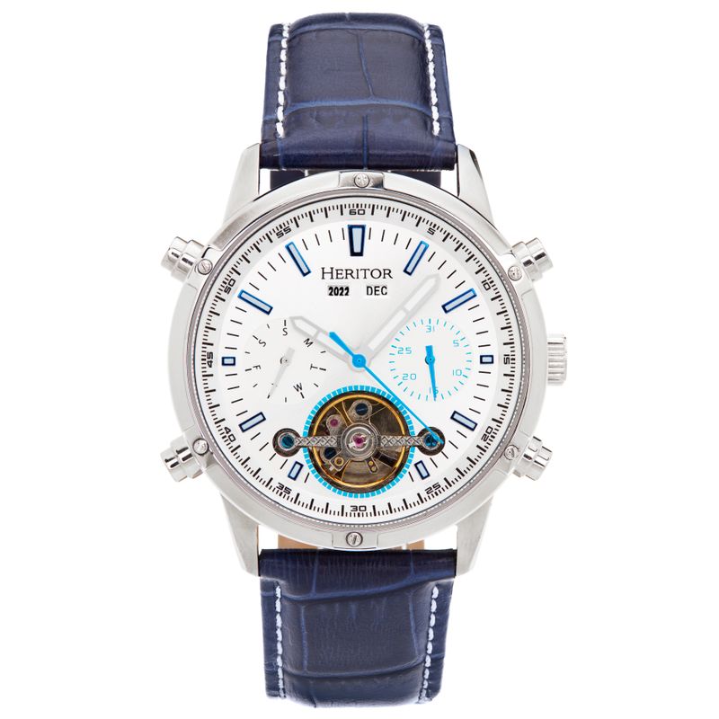 Heritor Automatic Wilhelm Semi-Skeleton Bracelet Watch w/Day/Date
