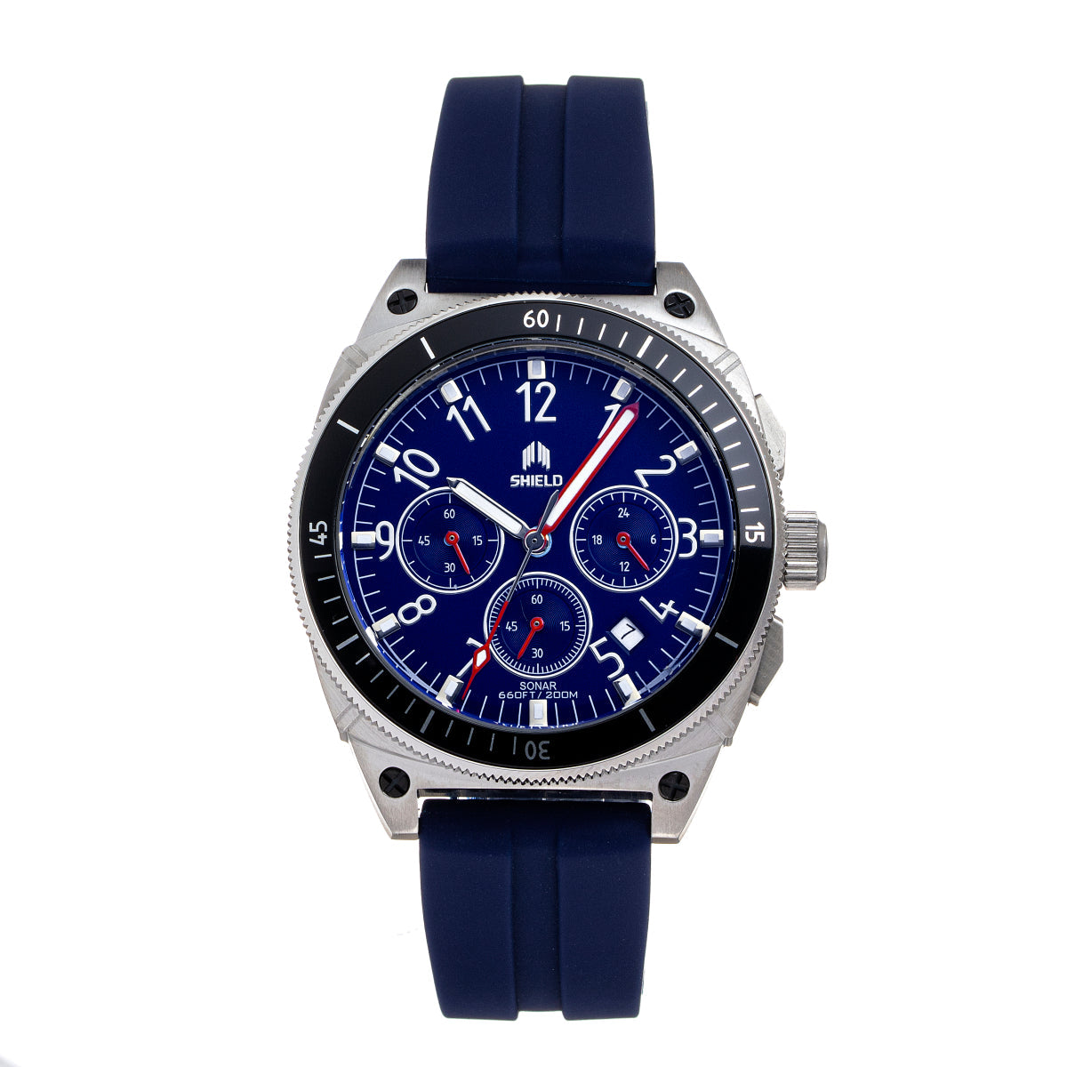 Shield Sonar Chronograph Strap Watch w/Date - Dark Blue - SLDSH113-4