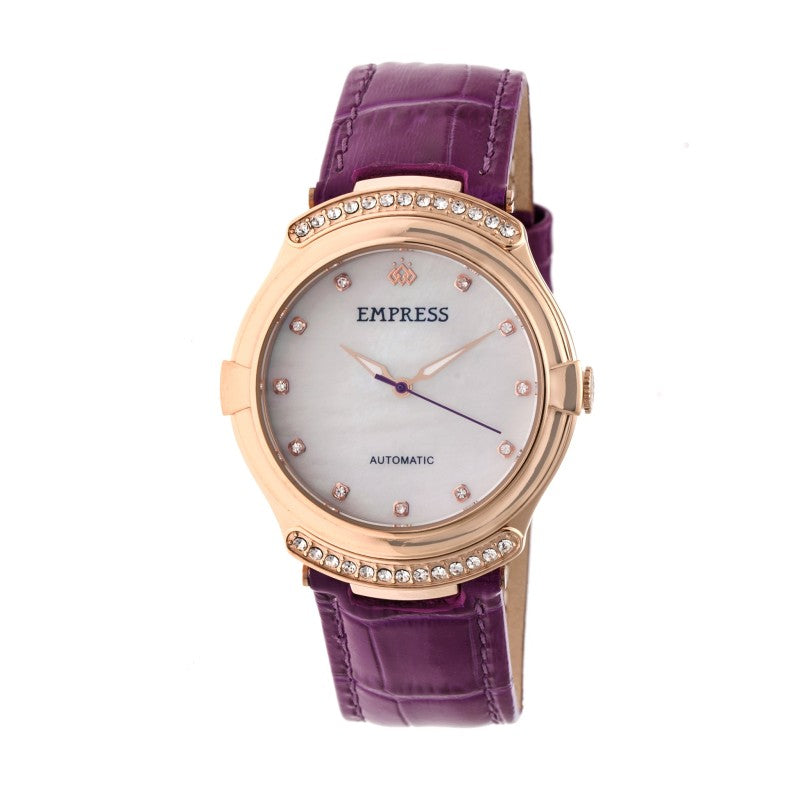 Empress Francesca Automatic MOP Leather-Band Watch