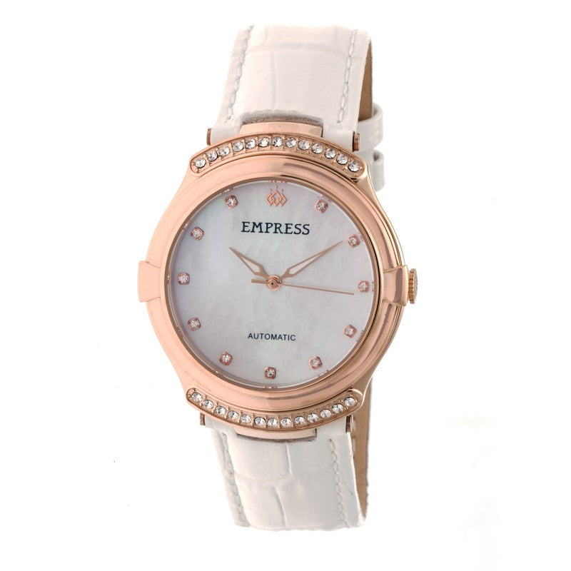 Empress Francesca Automatic MOP Leather-Band Watch