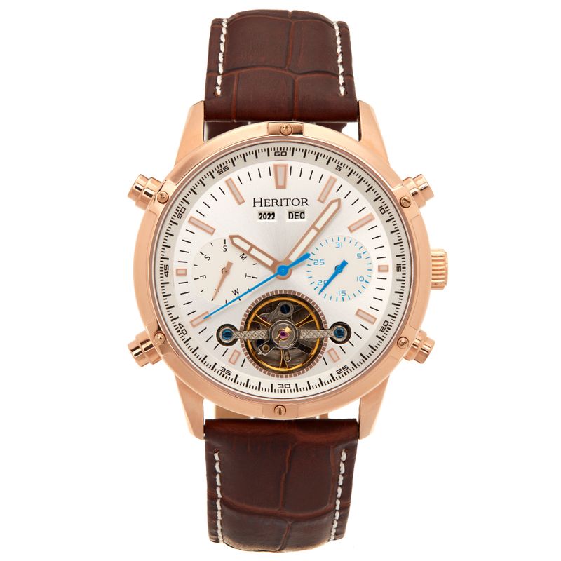 Heritor Automatic Wilhelm Semi-Skeleton Bracelet Watch w/Day/Date