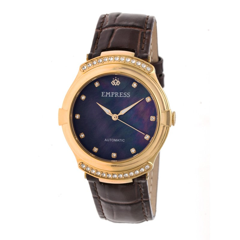 Empress Francesca Automatic MOP Leather-Band Watch