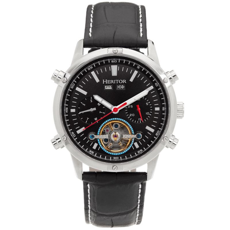 Heritor Automatic Wilhelm Semi-Skeleton Bracelet Watch w/Day/Date