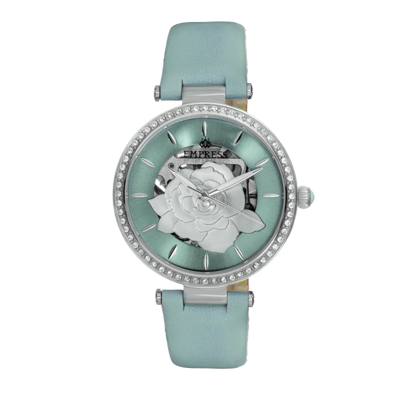 Empress Anne Automatic Semi-Skeleton Leather-Band Watch