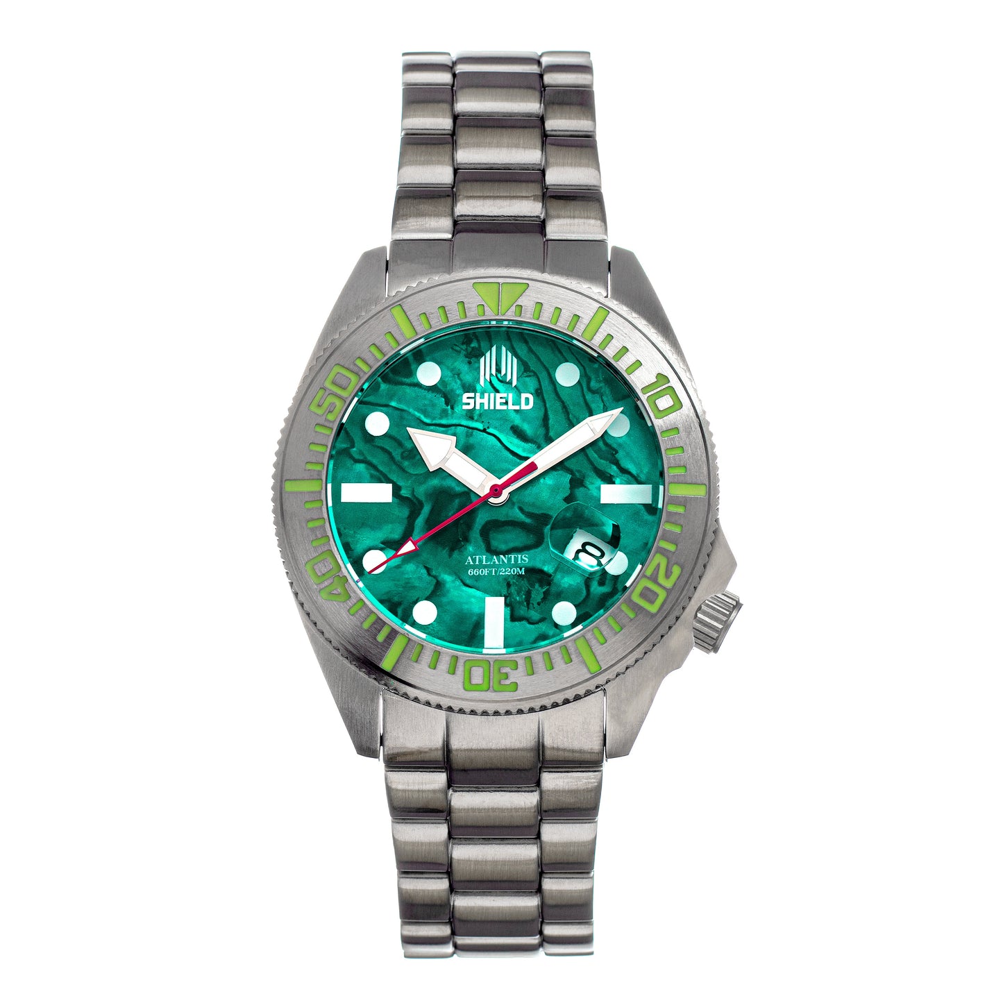Shield Atlantis Abalone Bracelet Watch w/Date - Teal - SLDSH108-4