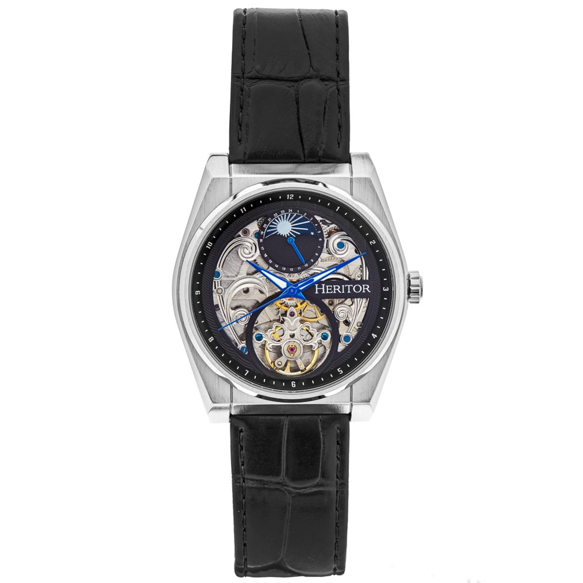 Heritor Automatic Daxton Skeleton Watch - Black - HERHS3002