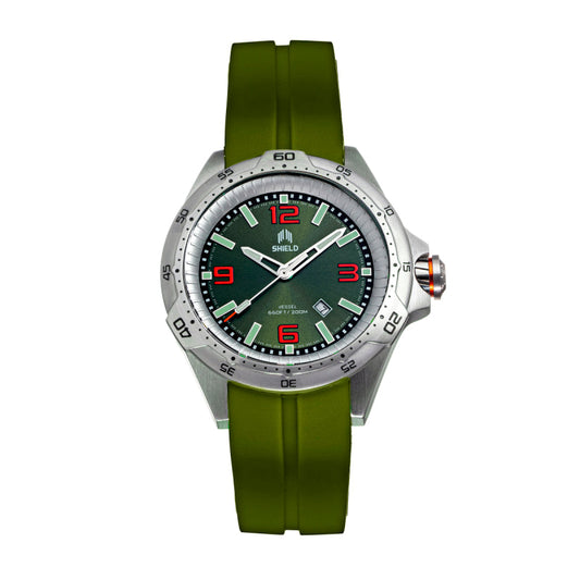 Shield Vessel Strap Watch w/Date - Green