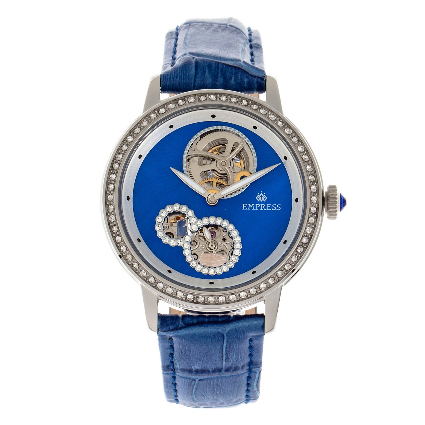 Empress Tatiana Automatic Semi-Skeleton Leather-Band Watch - Blue - EMPEM2902