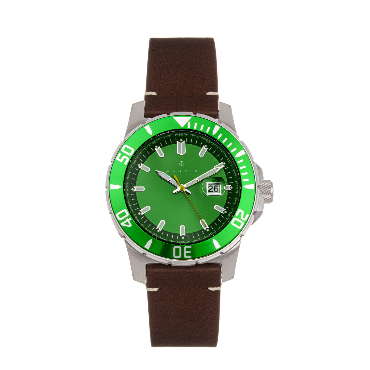 Nautis Dive Pro 200 Leather-Band Watch w/Date - Green - GL1909-F