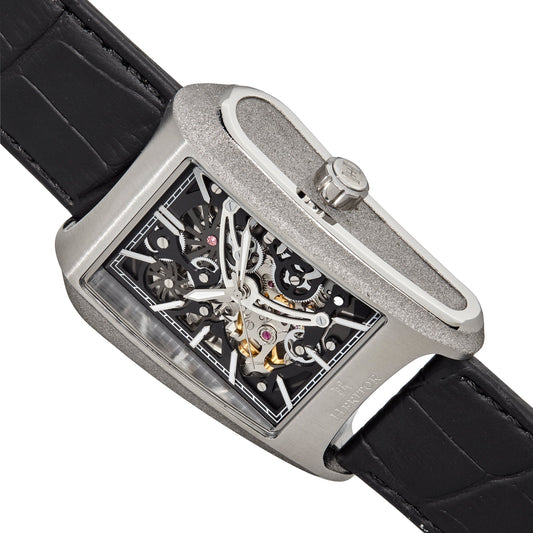 Heritor Automatic Wyatt Skeleton Watch - Silver/Black - HERHS3101