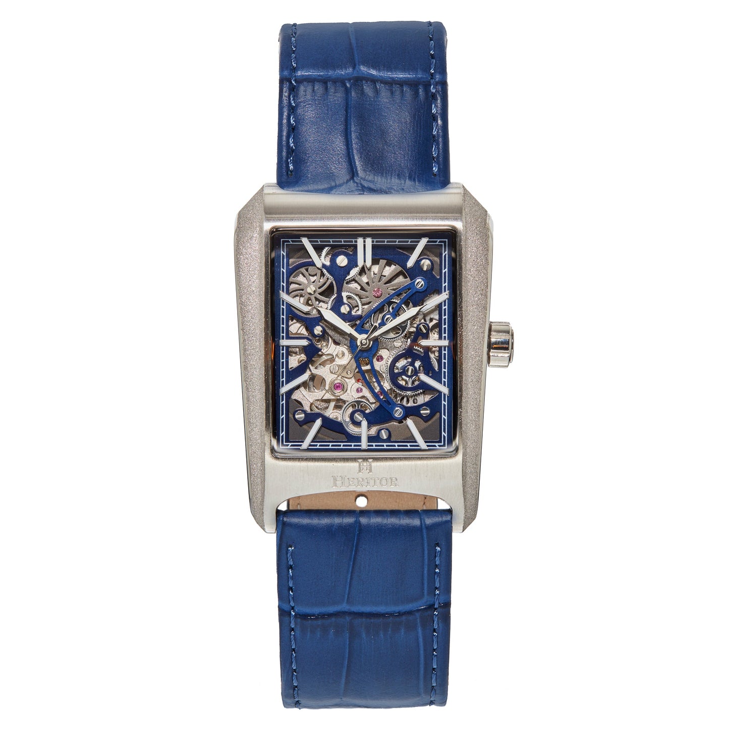 Heritor Automatic Wyatt Skeleton Watch - Silver/Blue - HERHS3102