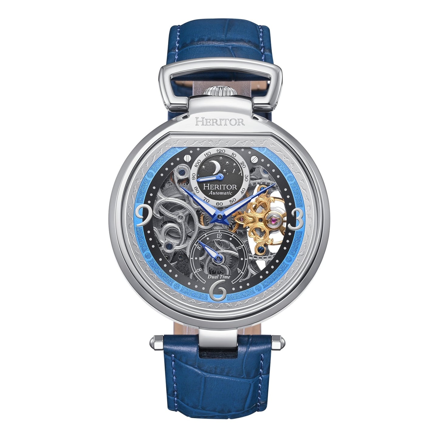 Heritor Automatic Lincoln Semi-Skeleton Leather-Band Watch