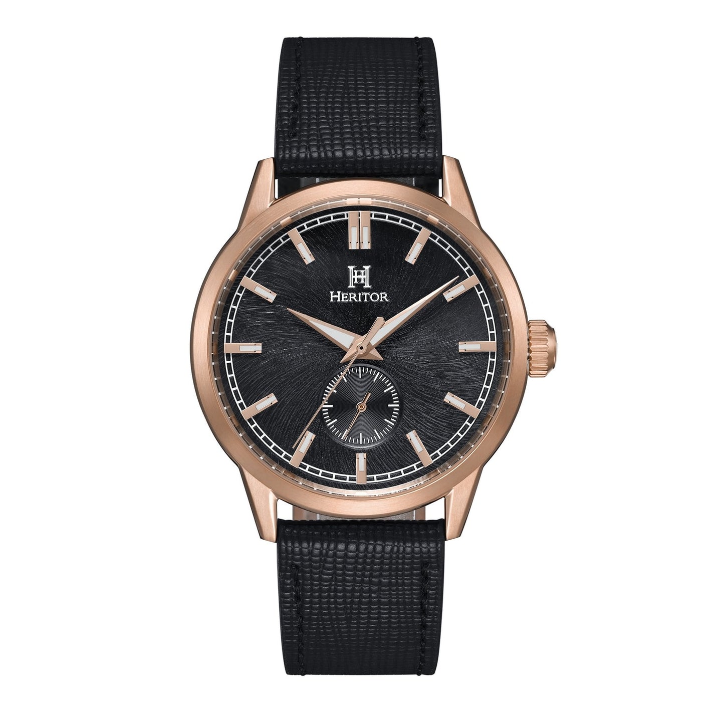 Heritor Automatic Argento Leather-Band Watch