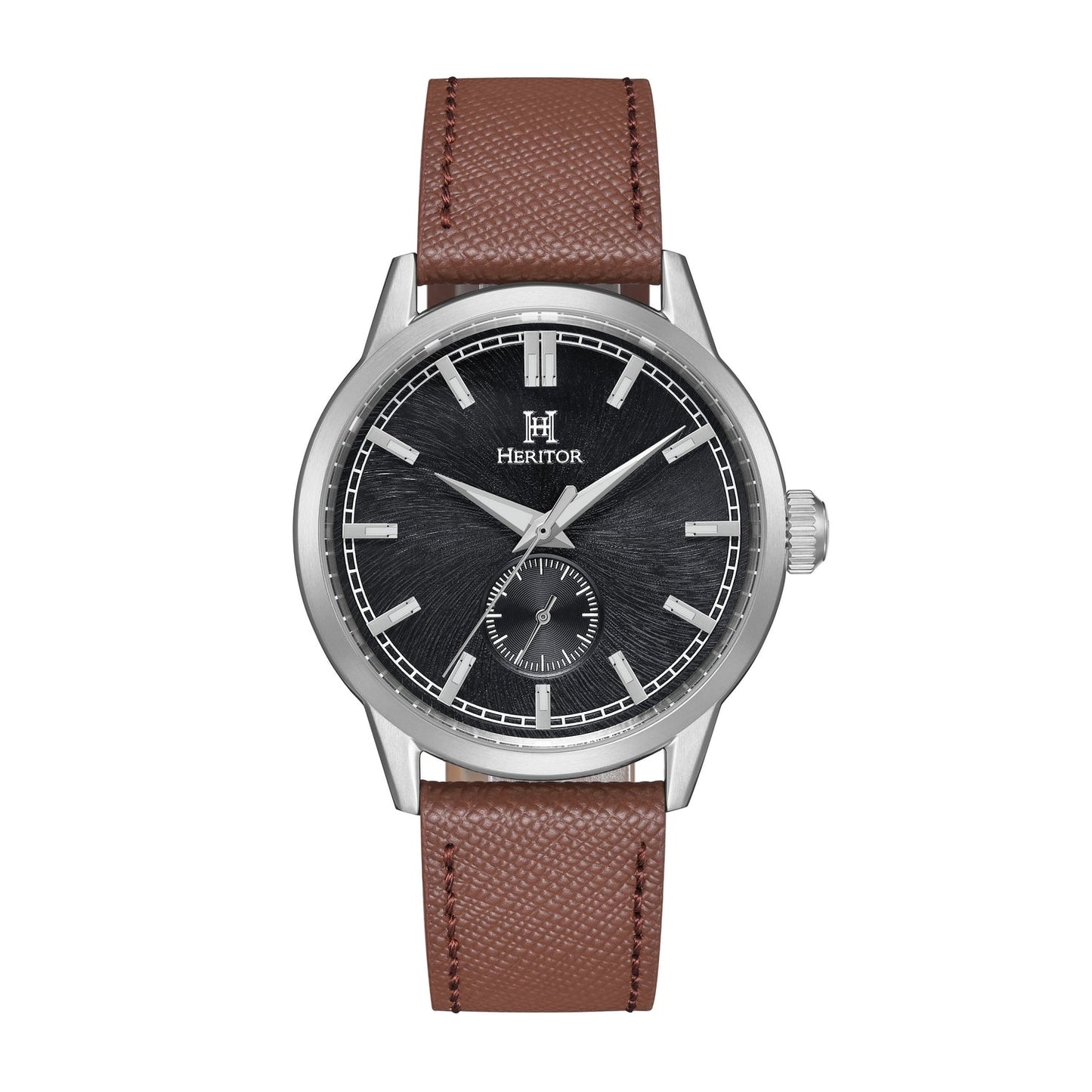 Heritor Automatic Argento Leather-Band Watch