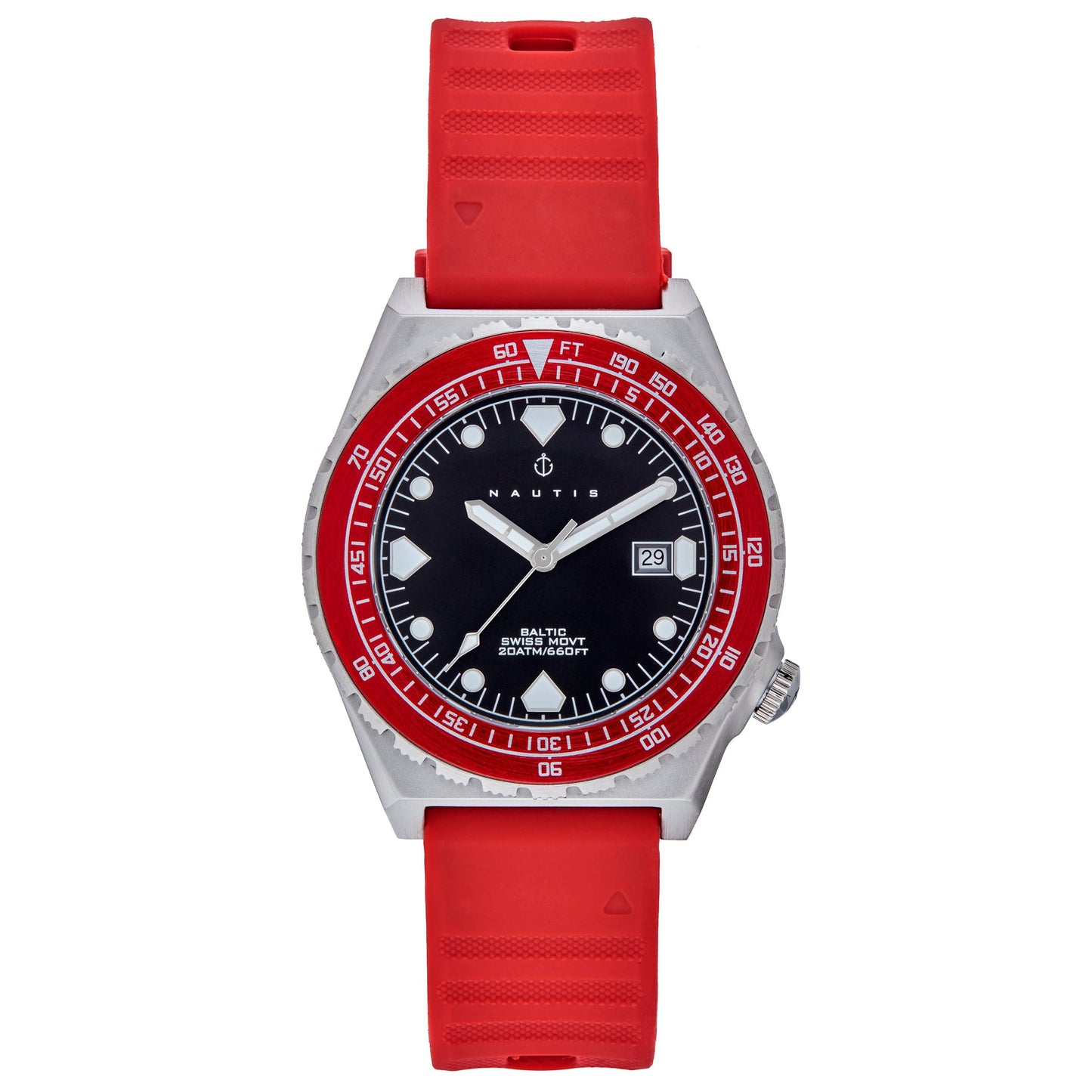 Nautis Baltic Strap Watch w/Date - Maroon - NAUN104-1