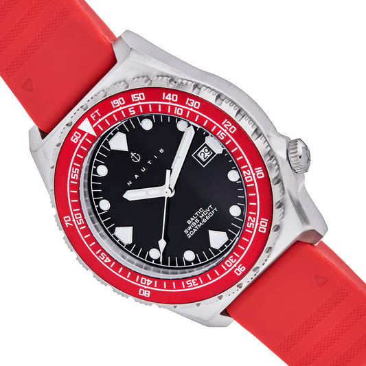 Nautis Baltic Strap Watch w/Date - Maroon - NAUN104-1