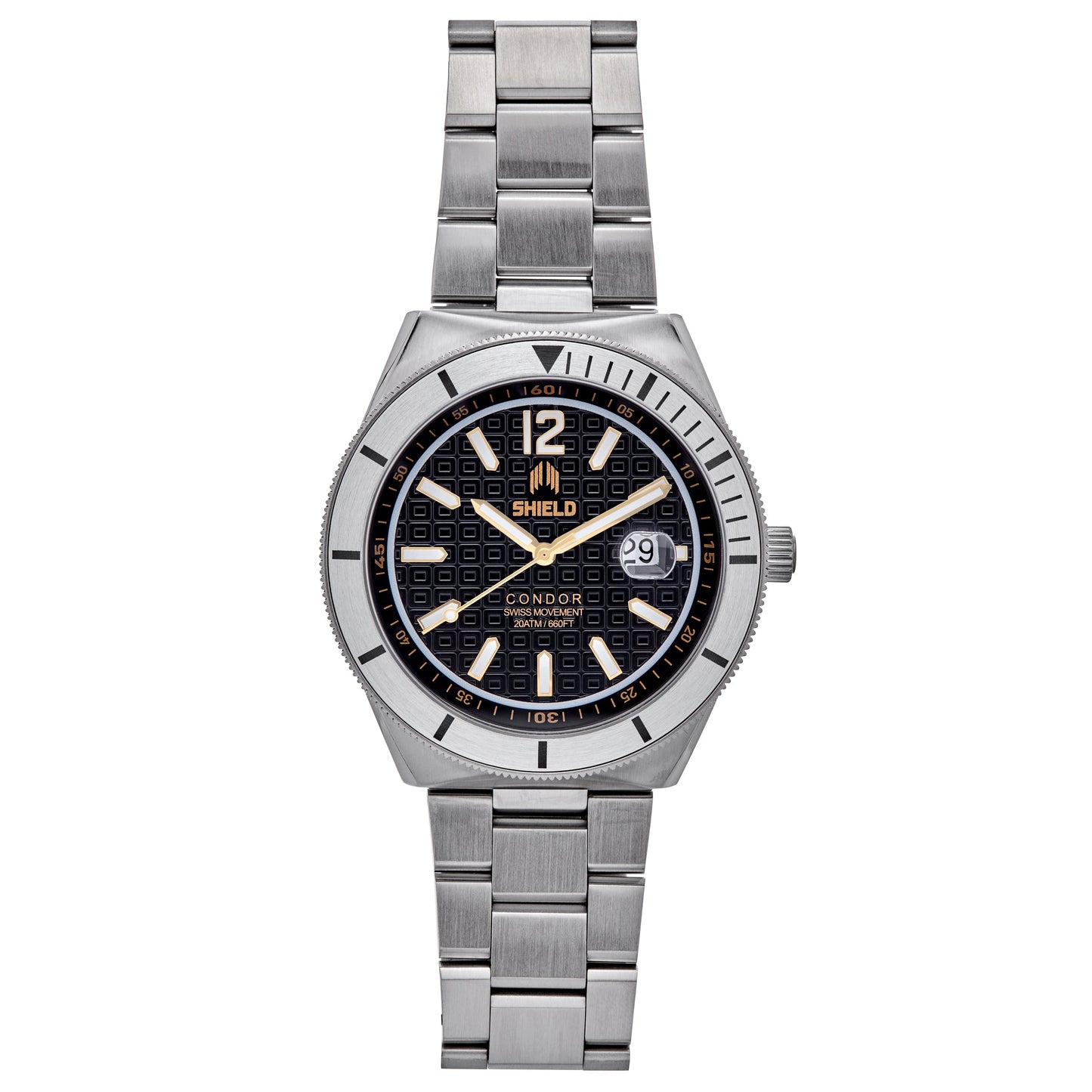 Shield Condor Bracelet Watch w/Date - Gold - SLDSH118-1