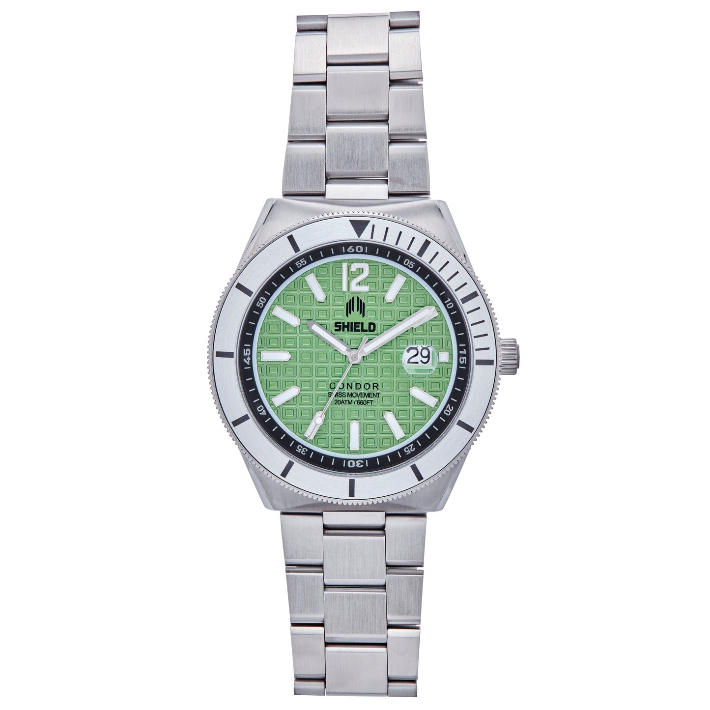 Shield Condor Bracelet Watch w/Date - Green - SLDSH118-4