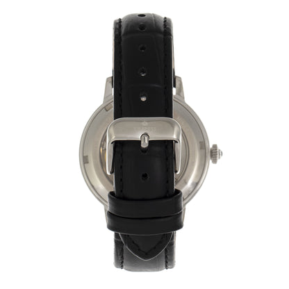 Empress Tatiana Automatic Semi-Skeleton Leather-Band Watch - Black - EMPEM2901