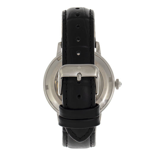 Empress Tatiana Automatic Semi-Skeleton Leather-Band Watch - Black - EMPEM2901