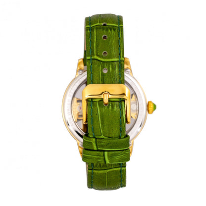 Empress Rania Mechanical Semi-Skeleton Leather-Band Watch - Green - EMPEM2802