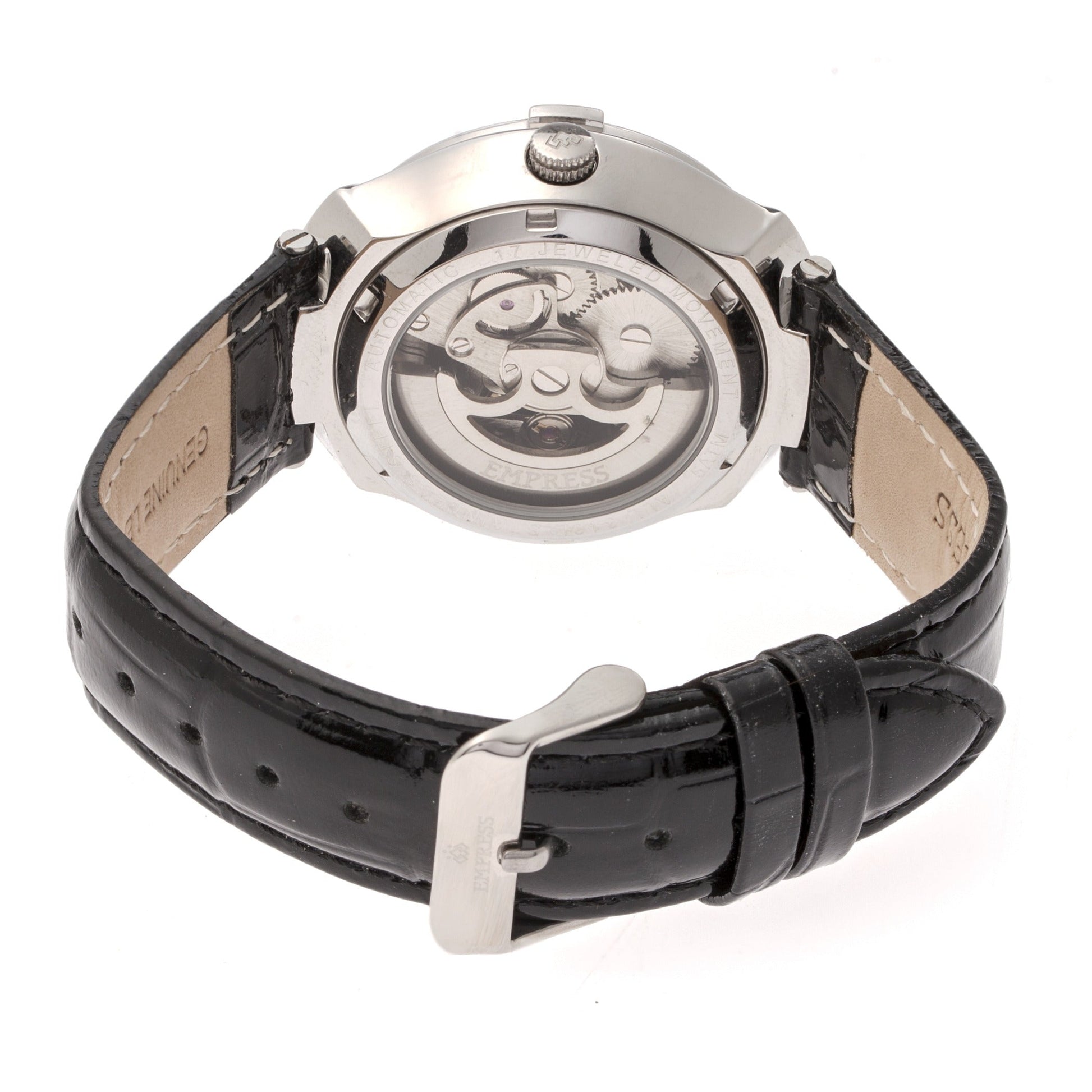 Empress Francesca Automatic MOP Leather-Band Watch - Black - EMPEM2201