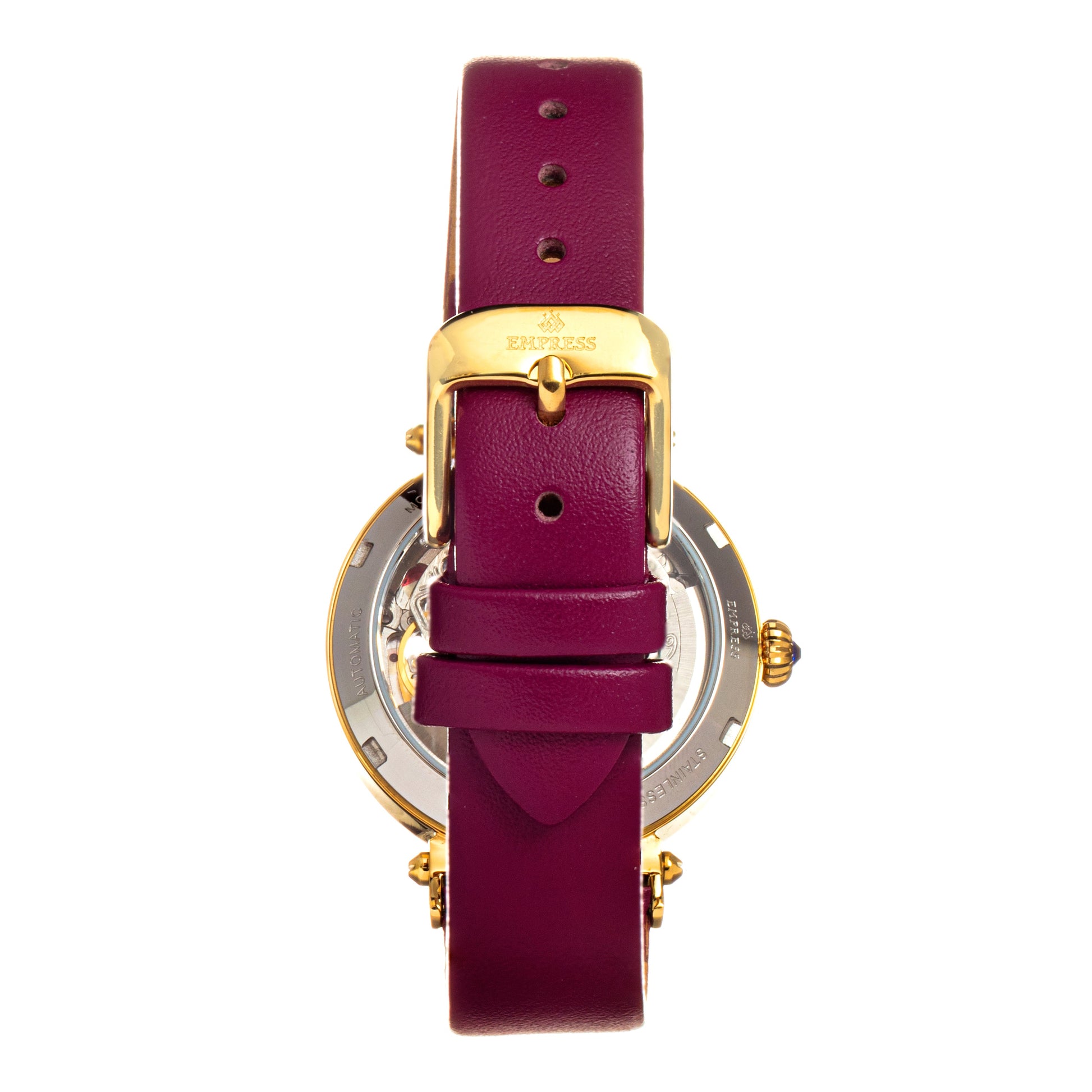 Empress Alouette Automatic Semi-Skeleton Leather-Band Watch - Fuschia - EMPEM3401