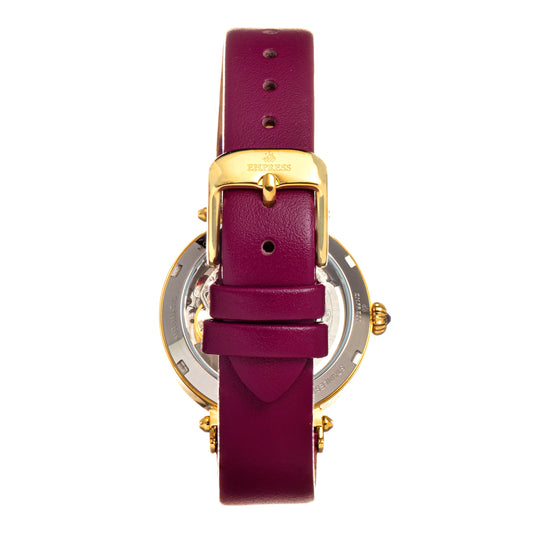 Empress Alouette Automatic Semi-Skeleton Leather-Band Watch - Fuschia - EMPEM3401