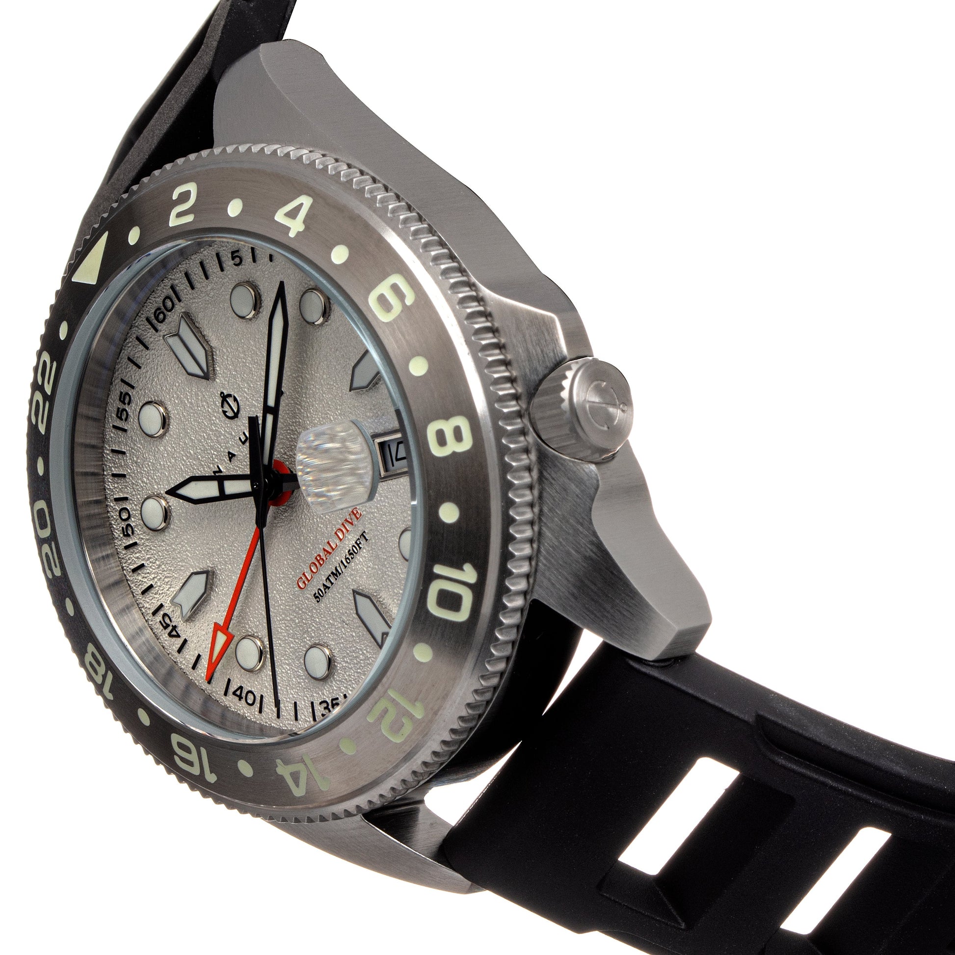 Nautis Global Dive Rubber-Strap Watch w/Date - White - 18093R-E
