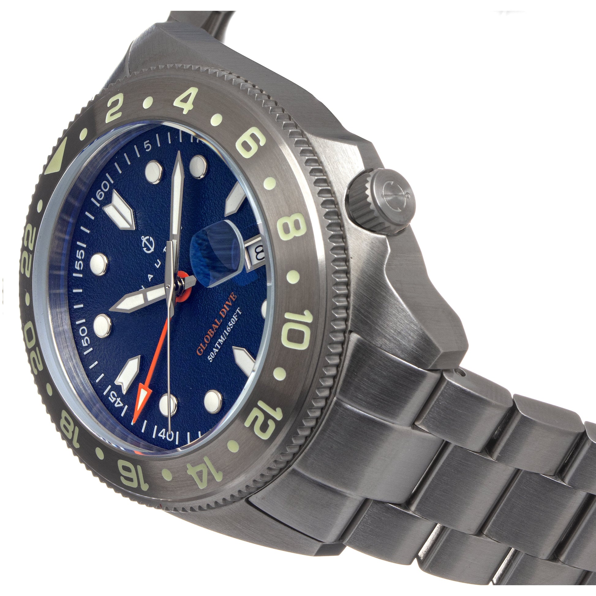 Nautis Global Dive Bracelet Watch w/Date - Navy - 18093G-F