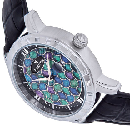 Heritor Automatic ProtÃƒÂ©gÃƒÂ© Leather-Band Watch w/Date - Silver/Black - HERHS2901