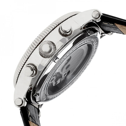 Heritor Automatic Winston Semi-Skeleton Leather-Band Watch - Silver/Black - HERHR5202