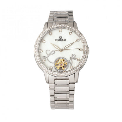 Empress Quinn Automatic MOP Semi-Skeleton Dial Bracelet Watch - Silver - EMPEM2701