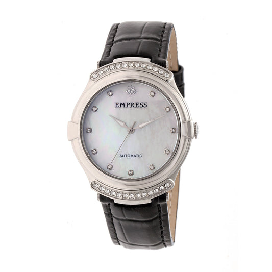 Empress Francesca Automatic MOP Leather-Band Watch - Black - EMPEM2201