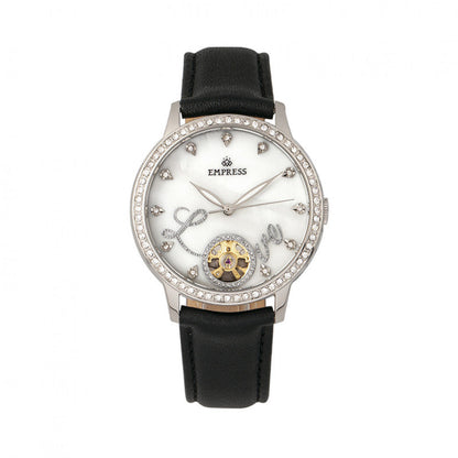 Empress Quinn Automatic MOP Semi-Skeleton Dial Bracelet Watch