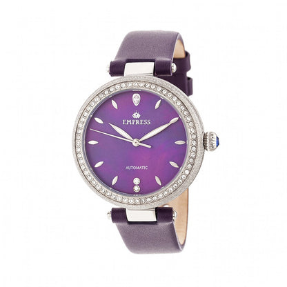 Empress Louise Automatic MOP Leather-Band Watch - Purple - EMPEM2302