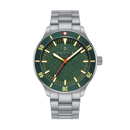 Nautis Deacon Bracelet Watch - Silver/Green - NAUN101-2