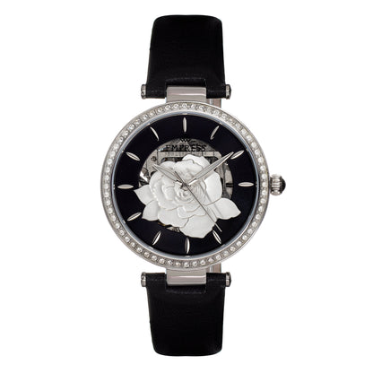 Empress Anne Automatic Semi-Skeleton Leather-Band Watch - Black - EMPEM3101