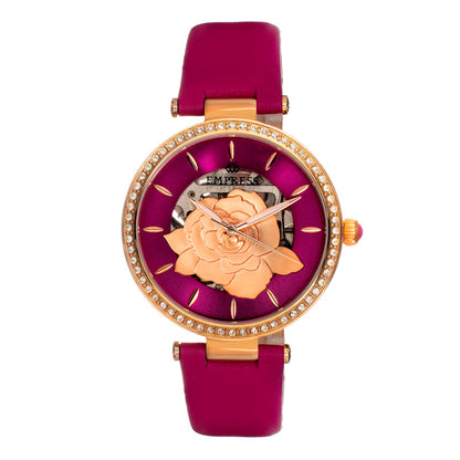 Empress Anne Automatic Semi-Skeleton Leather-Band Watch