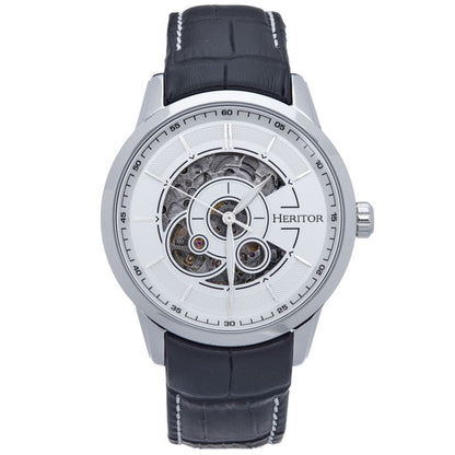 Heritor Automatic Davies Semi-Skeleton Leather-Band Watch